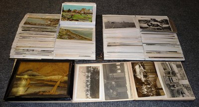 Lot 351 - A Black Lacquered Concertina Effect Album, containing a variety of stuck in photographs and...