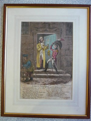 Lot 84 - [Gillray (James)] A Hint to Young Officers, 1804, coloured print, 365mm x 244mm visible,...