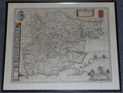 Lot 117 - [Bleau (J.)] Essexia Comitatus, nd., [1645 or later], hand-coloured map, 413mm x 517mm, framed...