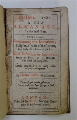 Lot 178 - Gallen (Thomas) Gallen. 1680, A New Almanack for the said Year, Being the Leap-Year, containing the