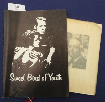 Lot 231 - Paul Newman Signature, in a programme for the stage play 'Sweet Bird of Youth', signed in pen below