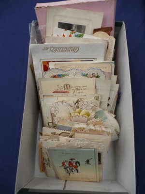 Lot 234 - A Collection of Early Greetings Cards, including Christmas, New Year, Birthday and Valentines, some