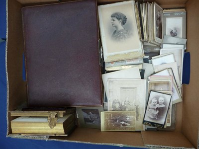 Lot 238 - A Victorian Padded Leather Photograph Album 'The White Flower Album, a small leather carte de...