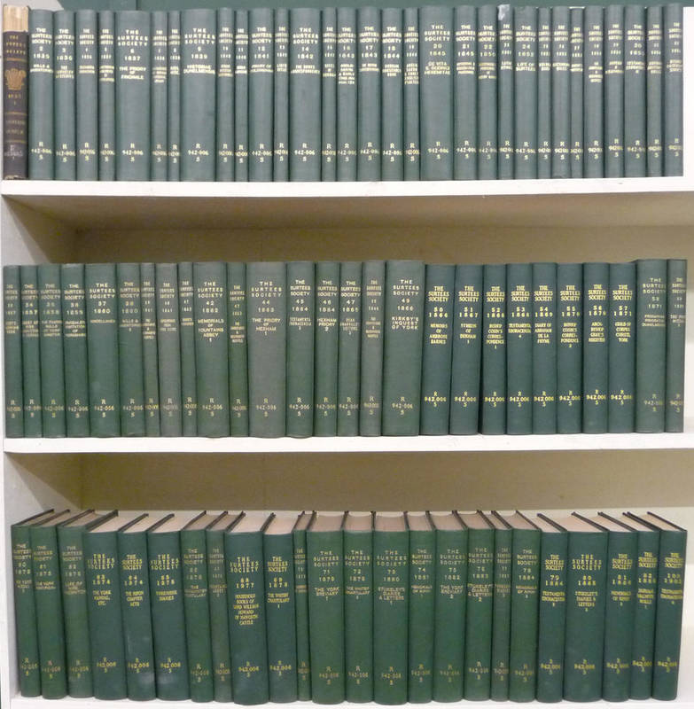 Lot 109 - The Surtees Society Proceedings of ..., vols. 1 - 82 & 106, 1835-86 & 1902, ex library, 82 vols...