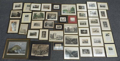 Lot 119 - Topographical Prints Forty-three topographical prints, (42 hand-coloured), mounted, framed and...