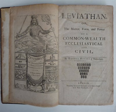 Lot 88 - Hobbes (Thomas) Leviathan, or, The Matter, Form and Power of a Common-wealth Ecclesiastical and...