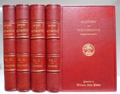 Lot 219 - Deluxe Binding History of Weymouth, Massachusetts, [including] Genealogy of Weymouth Families,...