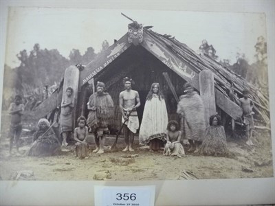 Lot 356 - A 19th Century Leather Bound Album of Albumen Print Photographs, including New Zealand with one...