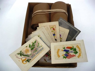 Lot 371 - Seventeen Embroidered Silk 1st World War Postcards, including two regimental cards - Argyll &...