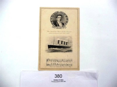 Lot 380 - Titanic In Memorium Postcard - Wallace Hartley the Musician Hero of the Titanic, which...