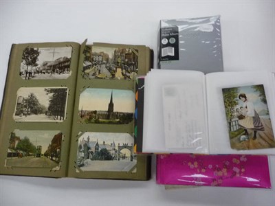 Lot 385 - Four Albums of Mixed Postcards, including comic, greetings, portraits, novelty and topography,...