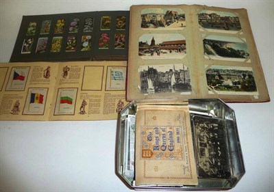 Lot 219 - Mixed Postcards and Cigarette Cards, including an album containing one hundred and fifty six...