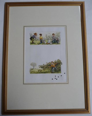 Lot 18 - Johnson (Jane) Ann Has Found a Dandelion Clock, nd., watercolour, 260mm x 175mm, mounted framed and