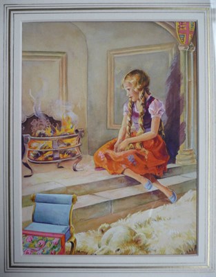 Lot 24 - Anon. The Princess Tells Her Grief to the Fireplace, nd., watercolour, 205mm  x 153mm, mounted,...