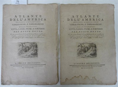 Lot 76 - Maps from Atlante Dell' America, 1777 A small collection of loose maps and plans, comprising;...