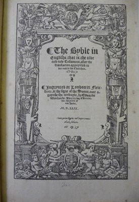 Lot 179 - Great Bible The Byble in Englishe, that is, the olde and new Testament, after the translation...