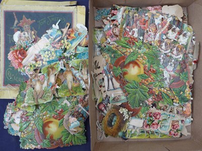 Lot 196 - A Collection of Chromolithographic Die-cut Scraps, some still on full sheets, subjects include...