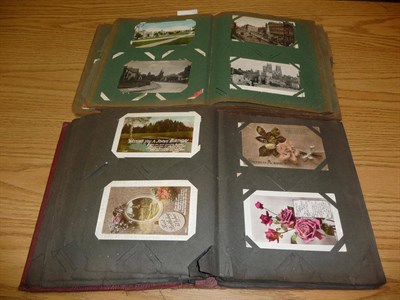 Lot 226 - Two Albums of Mixed Postcards, approximately two hundred and seventy cards, mainly pre-war,...