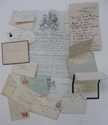 Lot 61 - Autograph Material  A small collection of letters and cropped signatures, fifteen items including a
