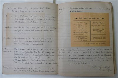 Lot 111 - Darlington Bicycle Club A manuscript minute book, 1910 - 1916, containing ms. minutes of the...