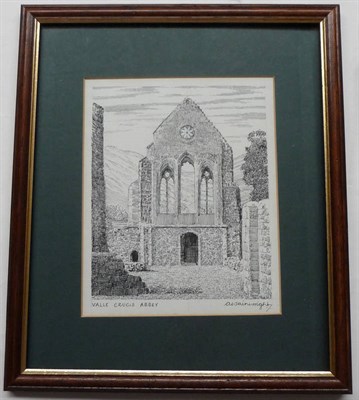 Lot 120 - Wainwright (A.) Valle Crucis Abbey, nd., pen and ink sketch, 184mm x 150mm, signed and titled,...