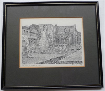 Lot 121 - Wainwright (A.) Ruins of Furness Abbey, nd., pen and ink sketch, 150mm x 200mm, signed and...