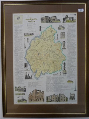 Lot 123 - Wainwright (A.) An Antiquarian Map of Cumbria, [c1980], hand-coloured map, signed and dated by...