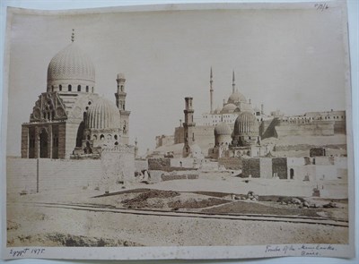 Lot 141 - Photographs of Egypt A collection of 45 sepia photographs of Egypt, mounted on card (1 double...