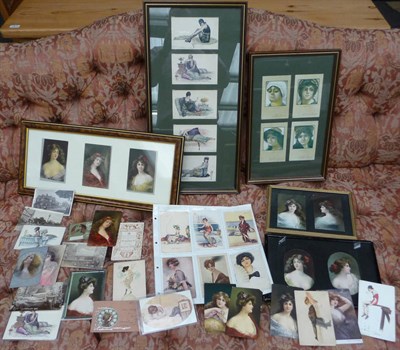 Lot 226 - A Collection of Artists Signed Glamour Postcards, including five framed displays, artists...