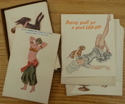 Lot 241 - A Set of Five French Hand Made Saucy Optical Cards, with text printed in French and English 'Work a