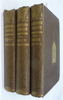 Lot 26 - Ruskin (John) The Stones of Venice, 1873, 3 vols, signed by Ruskin, 53 plates as called for,...