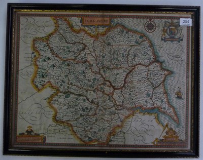 Lot 254 - Speede (John) York Shire, 1610 [1611 or later], hand-coloured map, 382mm x 500mm, (water stain...