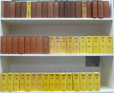 Lot 263 - Wisden Wisden Cricketers' Almanack, 1946, 1950 - 2002, 54 vols., various bindings