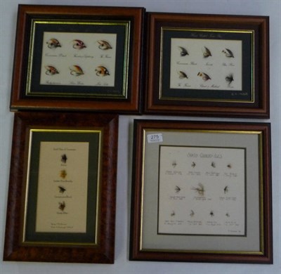 Lot 275 - Fishing Flies Four sets of tied flies, comprising; McPhilips (F.), Trout Flies of Connemara, 4...