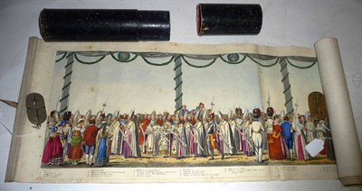 Lot 300 - A 19th Century Italian Hand Coloured Engraved Scroll Depicting a Papal Procession, with...