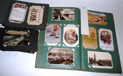 Lot 332 - Three Albums of Pre-War Postcards, containing one hundred and forty five cards, including north...