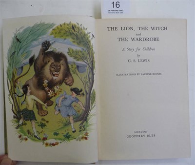 Lot 16 - Lewis (C.S.) The Lion, The Witch and The Wardrobe, 1950, Geoffrey Bles, first edition, original...