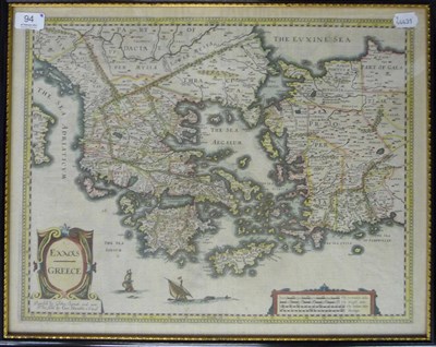 Lot 94 - Speed (John) Greece, 1626, George Humble, hand-coloured map, 390mm x 500mm, English text verso,...