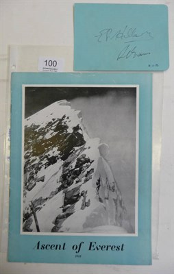 Lot 100 - Hillary (Edmund P.) & Evans (R.C.) Ascent of Everest 1953, programme of the expedition, signed...