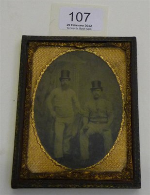 Lot 107 - Cricket photograph A 19th century ambrotype of two unidentified cricketers, in glazed gilt...