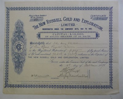 Lot 159 - Share Certificates A small collection of share certificates, receipts, etc. relating to gold...