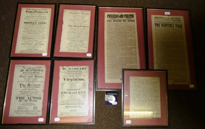 Lot 177 - Seven Late 18th / Early 19th Century Theatre Programmes,, single sheet programmes, comprising...