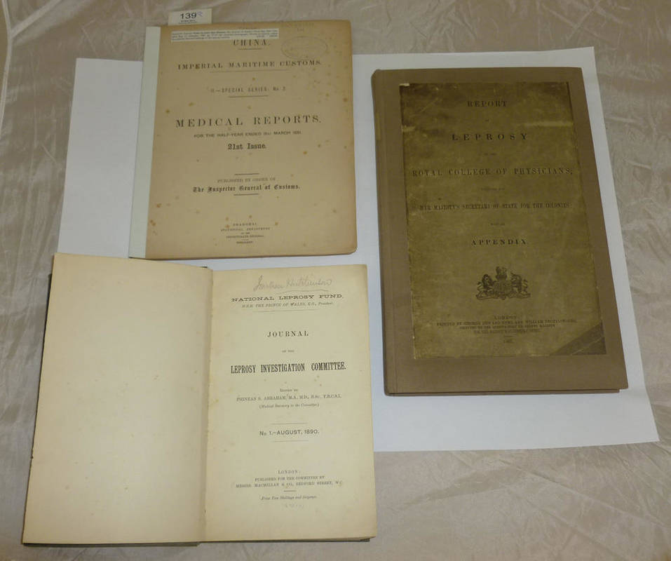 Lot 139 - LeprosyReport on Leprosy by the Royal College of Physicians, prepared for Her Majesty's...