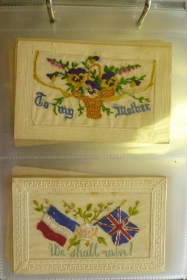 Lot 165 - An Album Containing Forty One Silk Postcards, including a woven silk R.M.S. Baltic card, the others