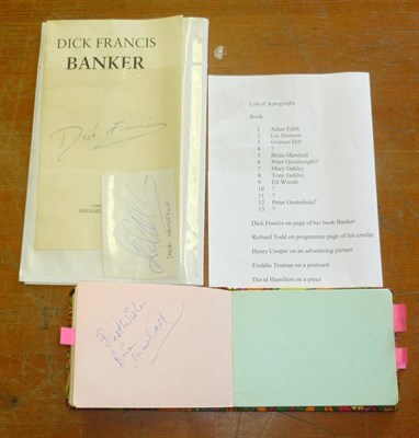 Lot 180 - An Autograph Book and Loose Autographs, signatures include Henry Cooper, Dick Francis, Les...