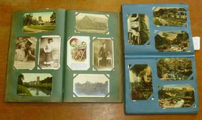 Lot 195 - Two Albums of Mixed Postcards, containing approximately four hundred and fifty pre-war cards,...