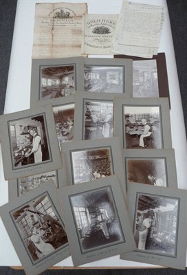Lot 14 - Cutlers Ten mounted sepia photographs of craftsmen and craftswomen at work together with three...
