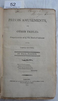 Lot 52 - Positive (Paul) Prison Amusements and other Trifles: Principally written during Nine Months of...