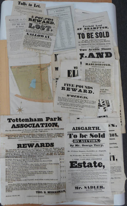 Lot 135 - Broadsides A small collection of 19th century broadsides, including property sales (Scorton,...