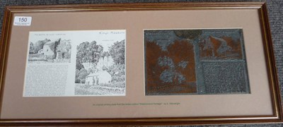 Lot 150 - Wainwright (A.) Kings Meaburn, original printing plate from Westmorland Heritage, nd., 1975,...